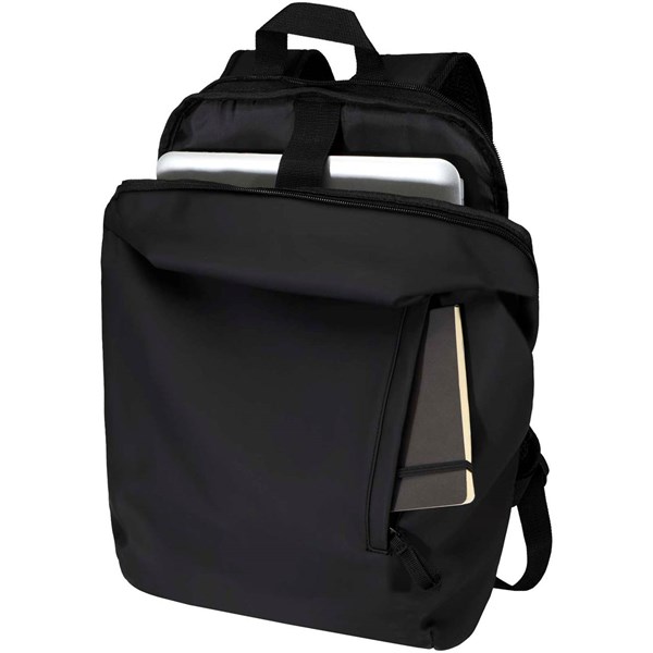 Obrázky: Čierny rolovací ruksak 18L na notebook 15″,PU koža, Obrázok 5