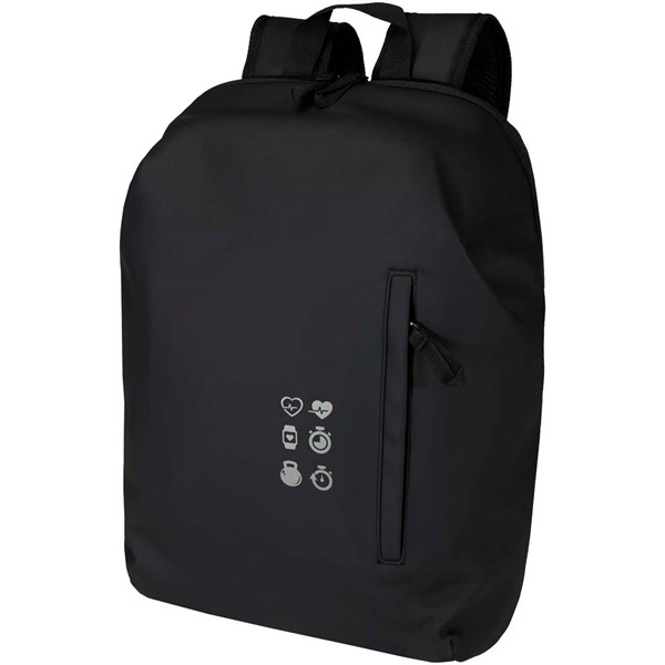 Obrázky: Čierny rolovací ruksak 18L na notebook 15″,PU koža, Obrázok 9