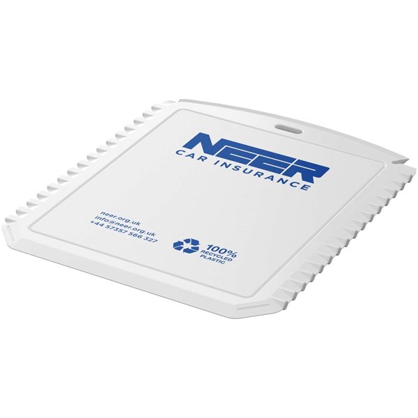 Obrázky: Obdĺžniková škrabka na ľad z rec. plastu, biela, Obrázok 6