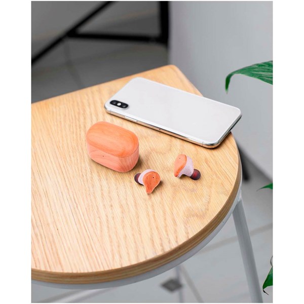 Obrázky: Slúchadlá Prixton TWS163 s ENC, hnedé bukové drevo, Obrázok 6