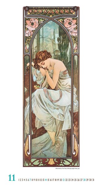 Obrázky: ALFONS MUCHA, nástenný kalendár 330x600 mm, Obrázok 4