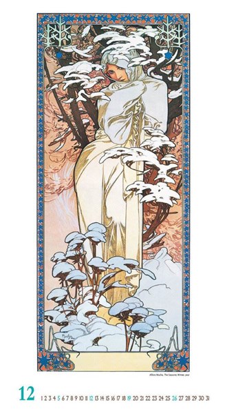 Obrázky: ALFONS MUCHA, nástenný kalendár 330x600 mm, Obrázok 5