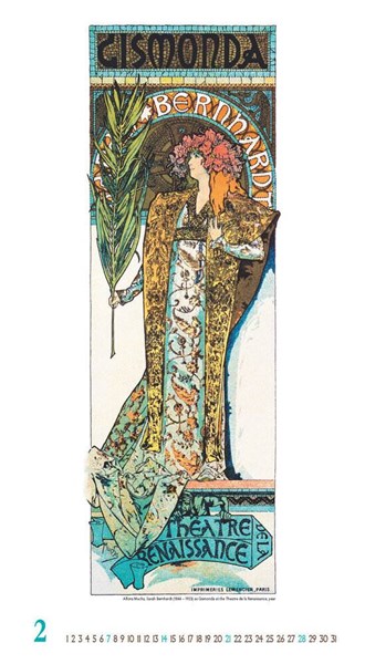 Obrázky: ALFONS MUCHA, nástenný kalendár 330x600 mm, Obrázok 6