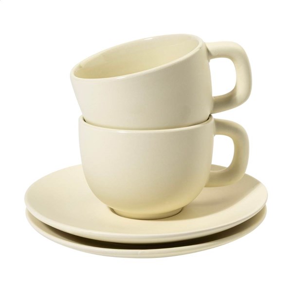 Obrázky: 2ks šálok 200ml s podšálkou na cappuccino, béžové