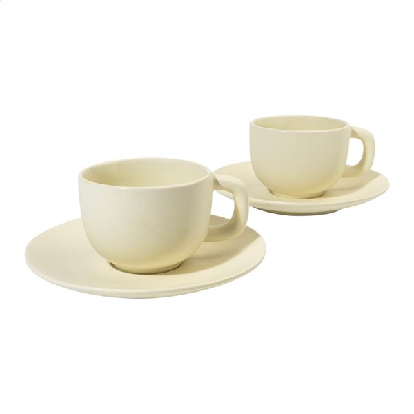 Obrázky: 2ks šálok 200ml s podšálkou na cappuccino, béžové, Obrázok 2