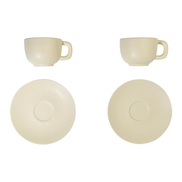 Obrázky: 2ks šálok 200ml s podšálkou na cappuccino, béžové, Obrázok 3