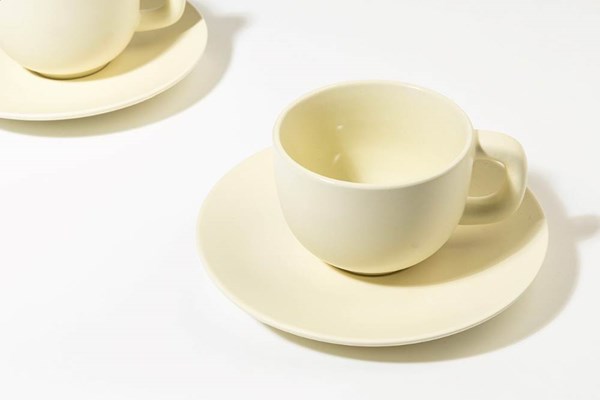 Obrázky: 2ks šálok 200ml s podšálkou na cappuccino, béžové, Obrázok 5