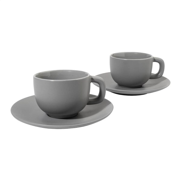 Obrázky: 2ks šálok 200ml s podšálkou na cappuccino, šedé, Obrázok 2