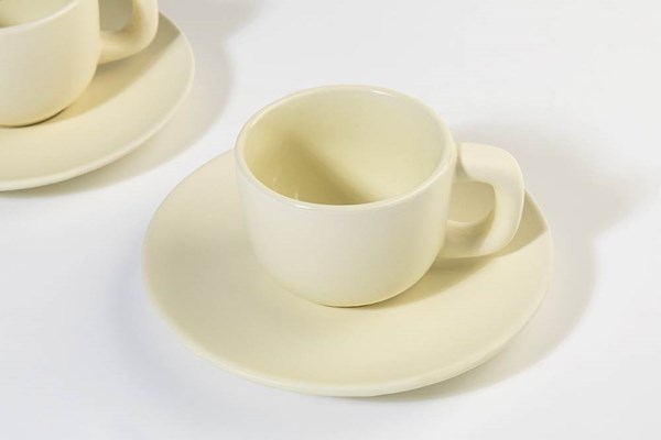 Obrázky: 2ks šálok 85ml s podšálkou na espresso, béžové, Obrázok 5