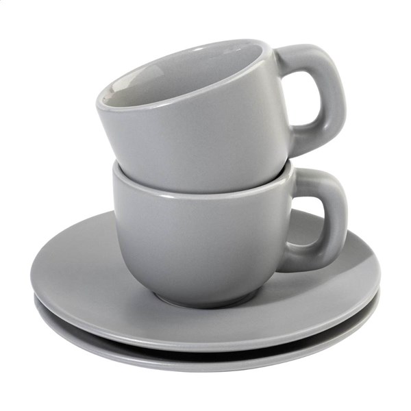 Obrázky: 2ks šálok 85ml s podšálkou na espresso, šedé