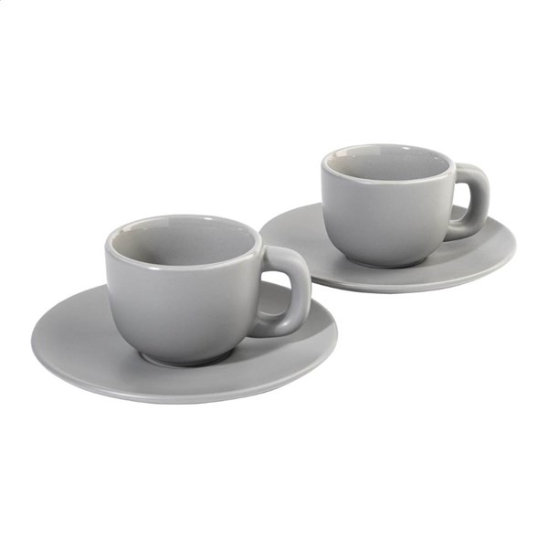 Obrázky: 2ks šálok 85ml s podšálkou na espresso, šedé, Obrázok 2