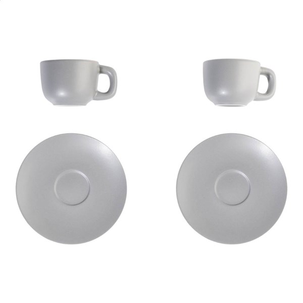 Obrázky: 2ks šálok 85ml s podšálkou na espresso, šedé, Obrázok 3