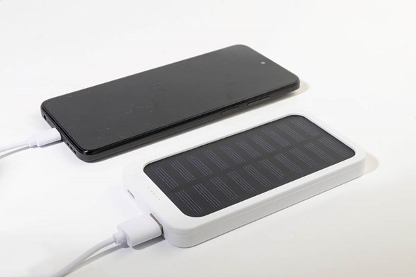 Obrázky: Powerbanka 4000 mAh z ABS, solárne nab., biela, Obrázok 6