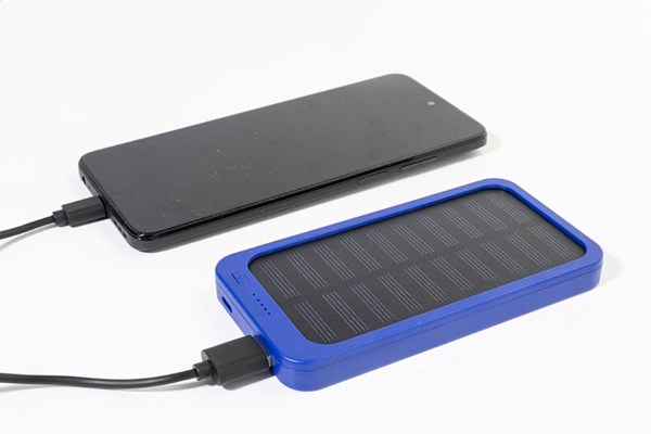Obrázky: Powerbanka 4000 mAh z ABS, solárne nab., modrá, Obrázok 6