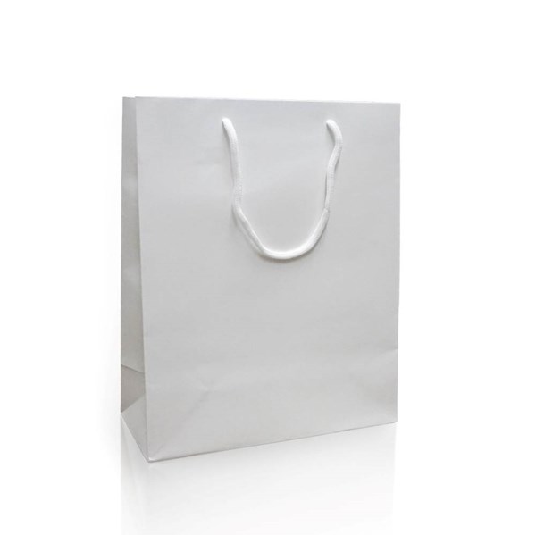 Obrázky: Papier.taška 25x11x31 cm,textil. šnúra,biela lesk