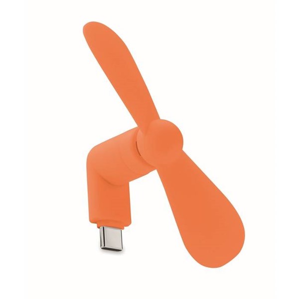 Obrázky: Oranžový prenosný USB-C ventilátor