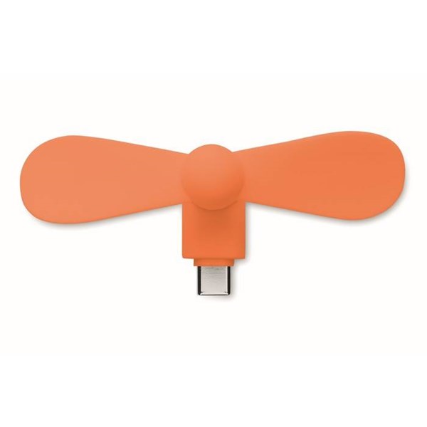 Obrázky: Oranžový prenosný USB-C ventilátor, Obrázok 3