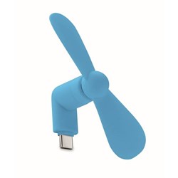 Obrázky: Tyrkysový prenosný USB-C ventilátor