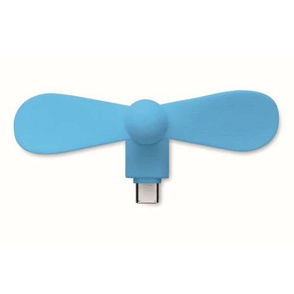 Obrázky: Tyrkysový prenosný USB-C ventilátor, Obrázok 3