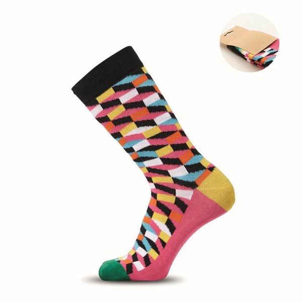 Obrázky: Fuchsiové veselé vzorované ponožky