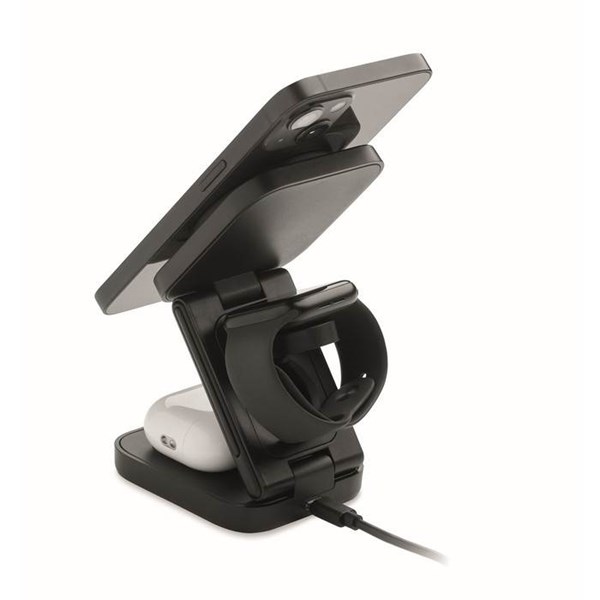 Obrázky: Čierna 3v1 skladacia nabíjacia stanica, Obrázok 6