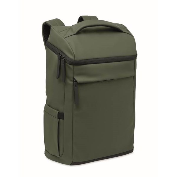Obrázky: Tmavozelený 15" PU ruksak na notebook