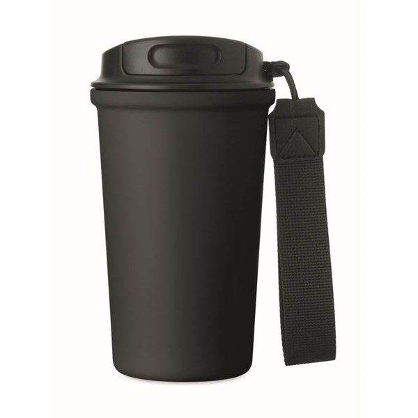 Obrázky: Čierny recyklovaný oceľový termohrnček 400ml, Obrázok 4