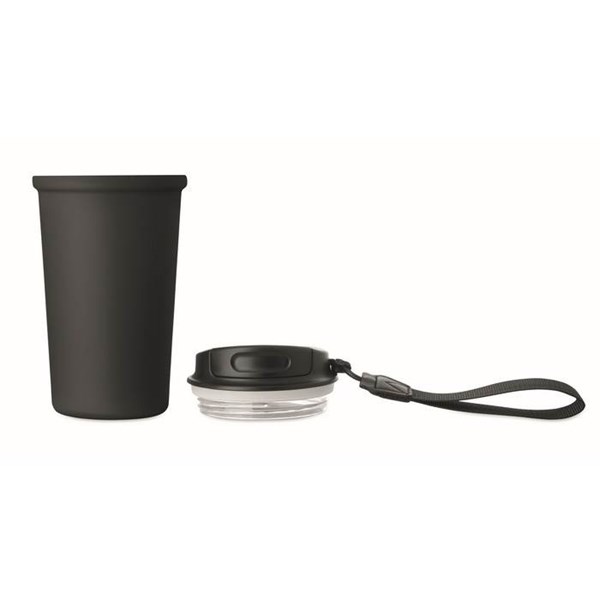Obrázky: Čierny recyklovaný oceľový termohrnček 400ml, Obrázok 6
