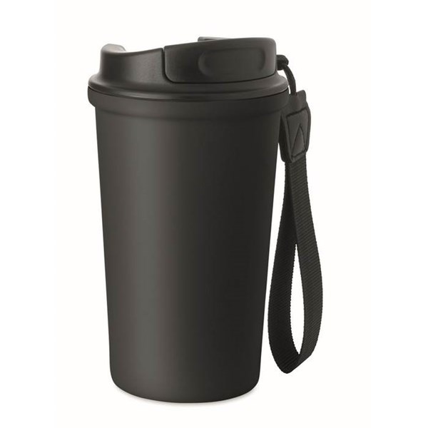 Obrázky: Čierny recyklovaný oceľový termohrnček 400ml, Obrázok 8