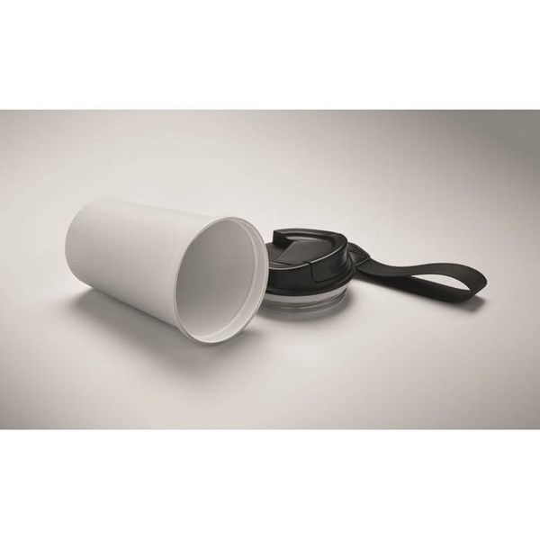 Obrázky: Biely recyklovaný oceľový termohrnček 400ml, Obrázok 3