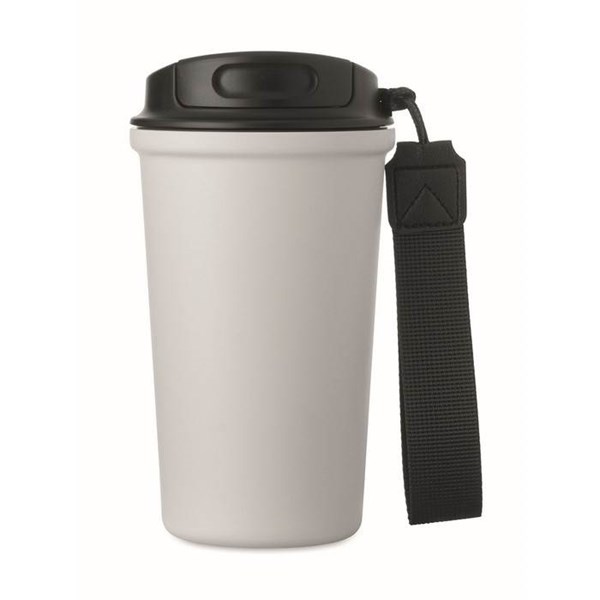 Obrázky: Biely recyklovaný oceľový termohrnček 400ml, Obrázok 4