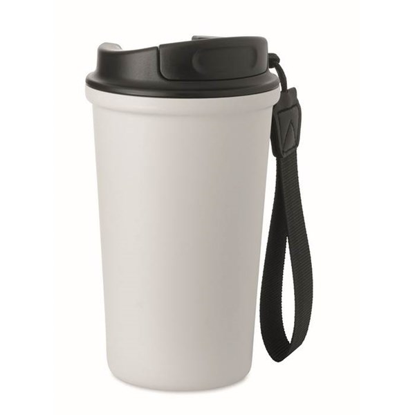 Obrázky: Biely recyklovaný oceľový termohrnček 400ml, Obrázok 8