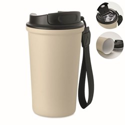 Obrázky: Béžový recyklovaný oceľový termohrnček 400ml