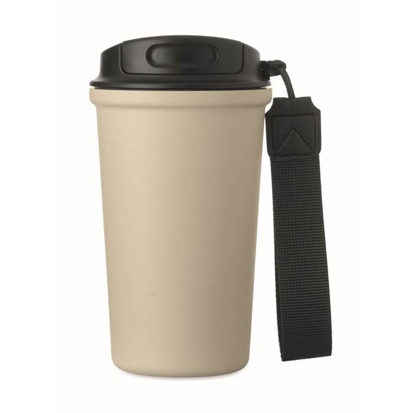 Obrázky: Béžový recyklovaný oceľový termohrnček 400ml, Obrázok 4