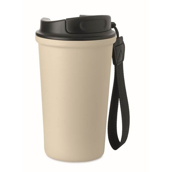 Obrázky: Béžový recyklovaný oceľový termohrnček 400ml, Obrázok 8