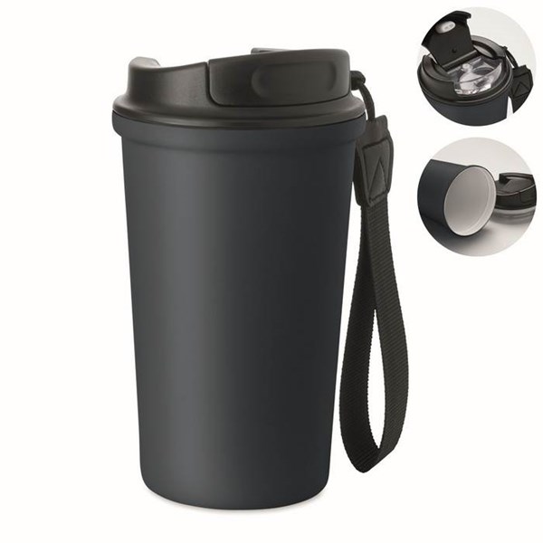 Obrázky: Tmavomodrý recyklovaný oceľový termohrnček 400ml