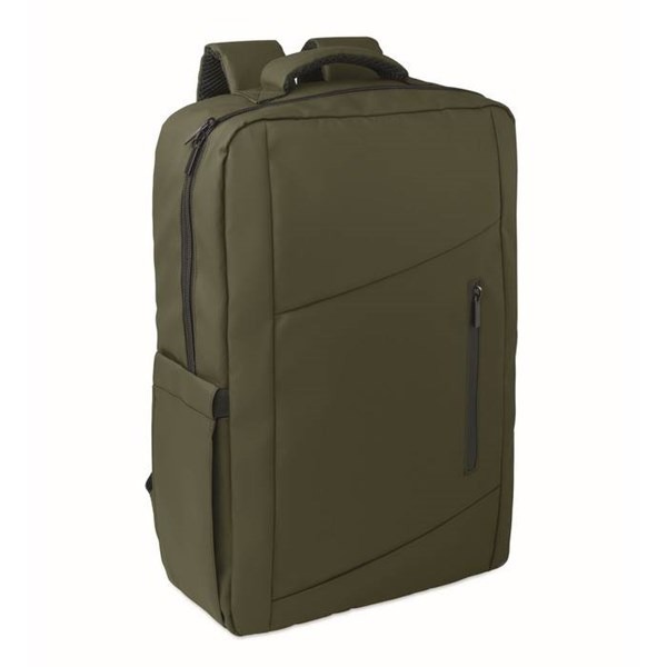 Obrázky: Armádny zelený 15" PU RPET ruksak na notebook