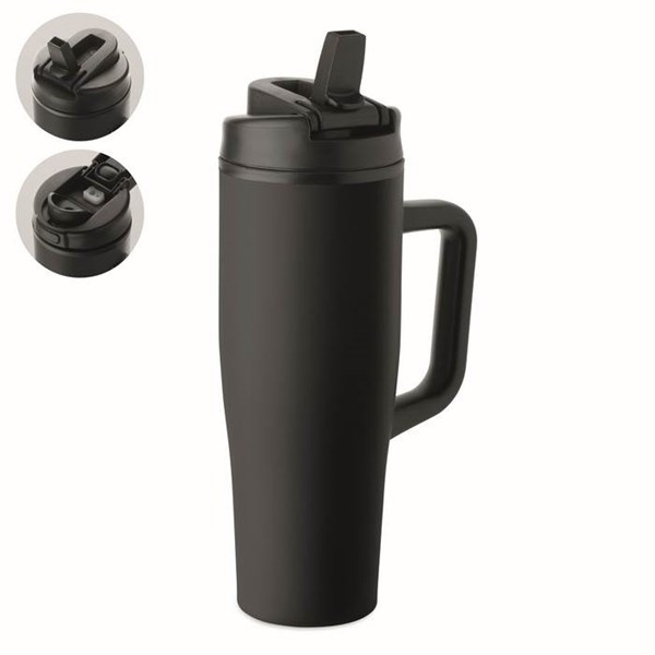Obrázky: Čierny termohrnček s dvojitou stenou 900 ml