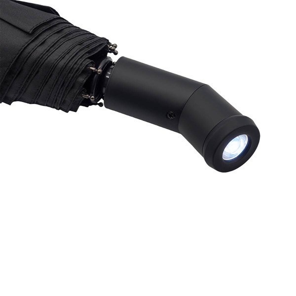 Obrázky: Automatický skladací dáždnik s baterkou, čierny, Obrázok 2