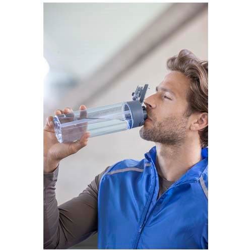 Obrázky: RPET fľaša 700ml so sklop. slamkou, priehľad.modrá, Obrázok 9
