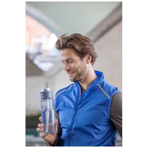 Obrázky: RPET fľaša 700ml so sklop. slamkou, priehľad.modrá, Obrázok 10