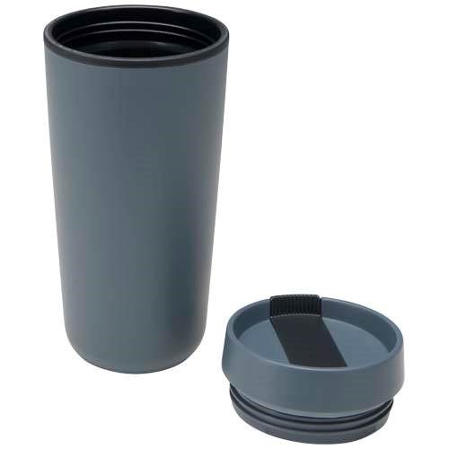 Obrázky: Plast.termohrnček 480ml,dvojitá stena,priehľ.modrá, Obrázok 4