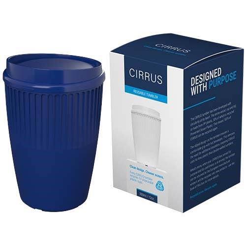 Obrázky: Rebrovaný hrnček 350 ml, viečko, rec. plast, modrá, Obrázok 4