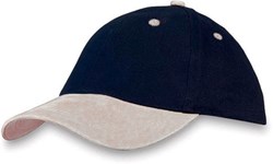 Obrázky: Baseballová čiapka s koženým šiltom,modrá/hnedá