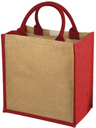 Obrázky: Jutová taška s lemovaním v červenej farbe