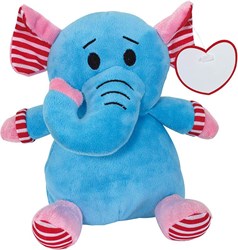Obrázky: Modrý plyšový slon s komplimentkou v tvare srdca