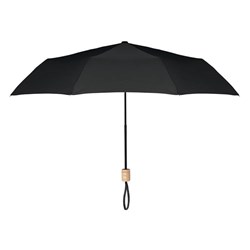 Obrázky: Čierny skladací dáždnik s drevenou rukoväťou