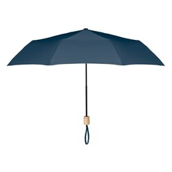 Obrázky: Tmavomodrý skladací dáždnik s drevenou rukoväťou