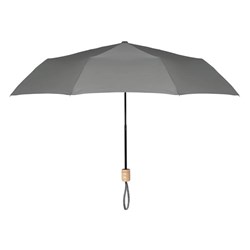 Obrázky: Šedý skladací dáždnik s drevenou rukoväťou