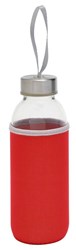 Zobrazit detaily pro Sklenená fľaša 450 ml s pútkom v červenom obale Obrázky: Sklenená fľaša 450 ml s pútkom v červenom obale